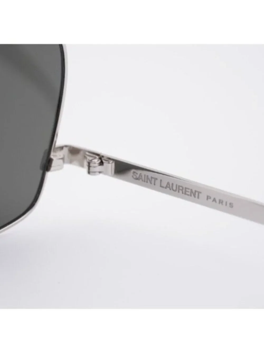Saint Laurent SL653/F LEON 001 Sunglasses Silver Aviator Frame, Grey Lenses